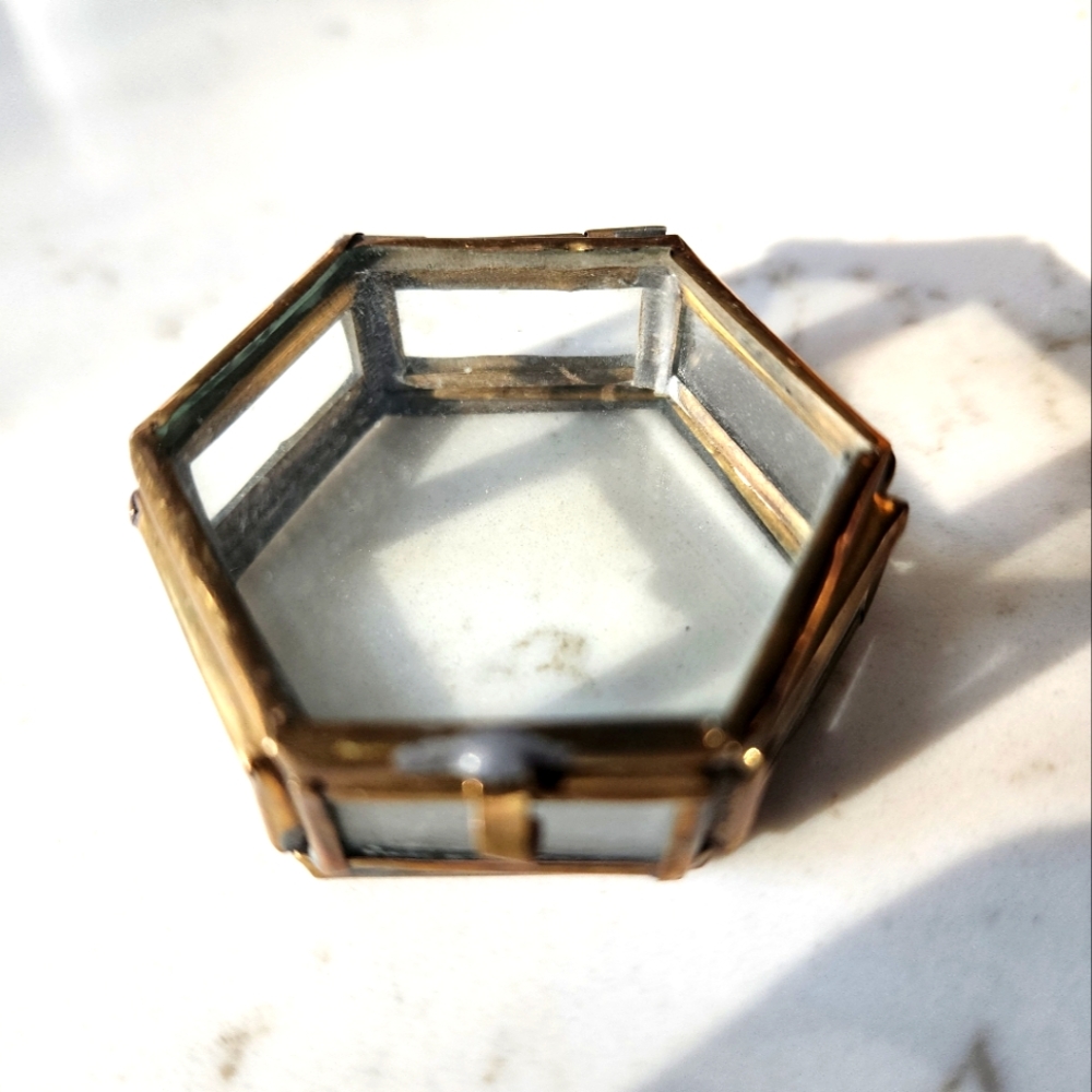 Hexagonal Glass and Metal Trinket Small Box